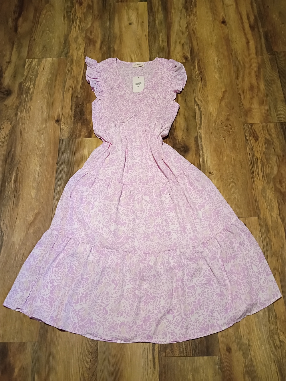 Light Pink Floral Tiered Summer Dress